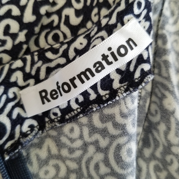 Reformation Fairfax Blue And White Doodle Mini Dress Size 2 - Picture 8 of 16
